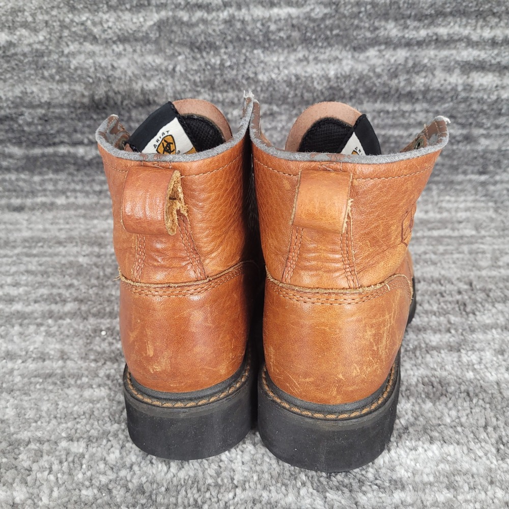 Ariat Womens 7.5B Brown Leather Lace Up Kiltie Work Boots 31080 Heritage Roper - Picture 4 of 11